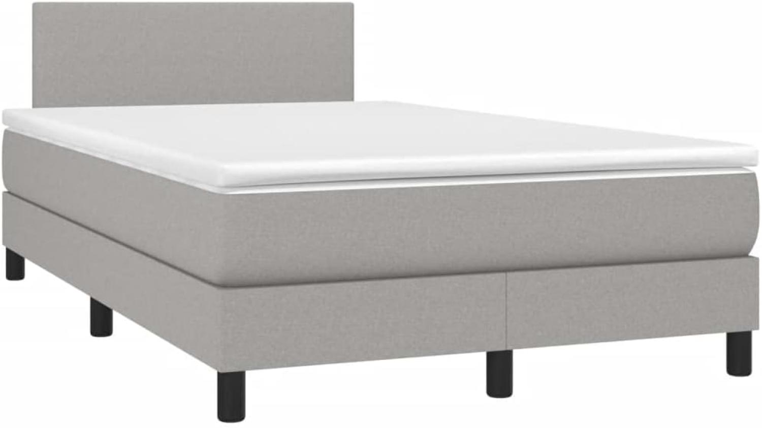 vidaXL Boxspringbett mit Matratze Hellgrau 120x200 cm Stoff, Härtegrad: H2 [3139881] Bild 1