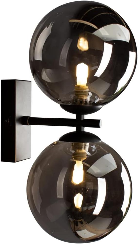 Außergewöhnliche LED Wandlampe Schwarz - Glaskugeln Rauchglas Ø10cm Bild 1