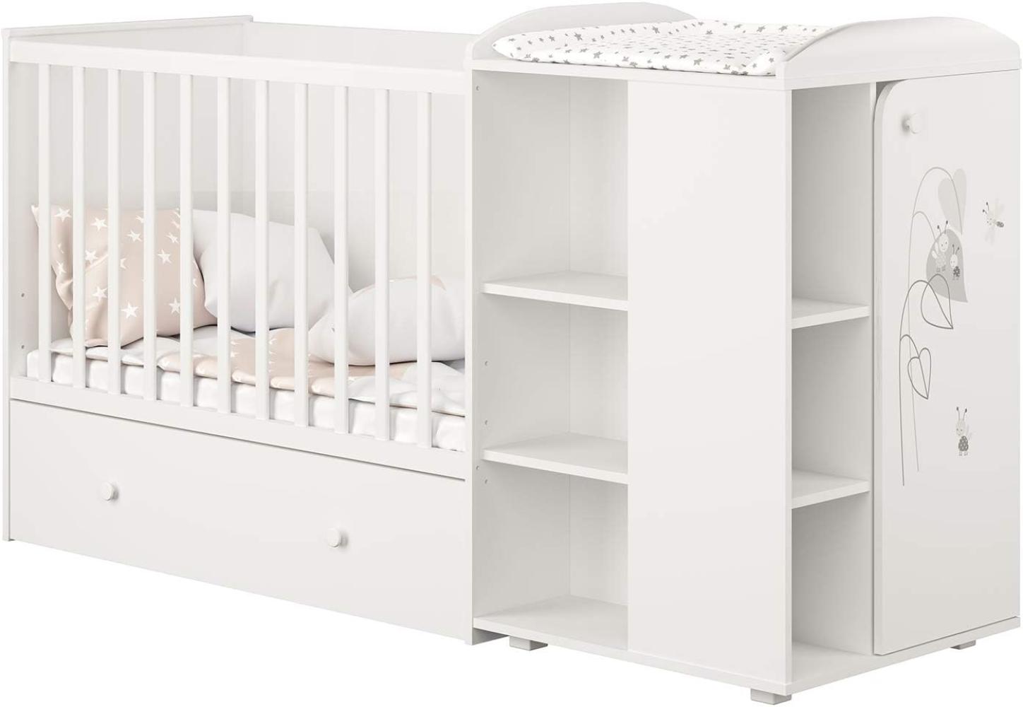 Polini 'French 800' Kombi-Kinderbett 60x120 cm, Amis/weiß, mit Kommode Bild 1