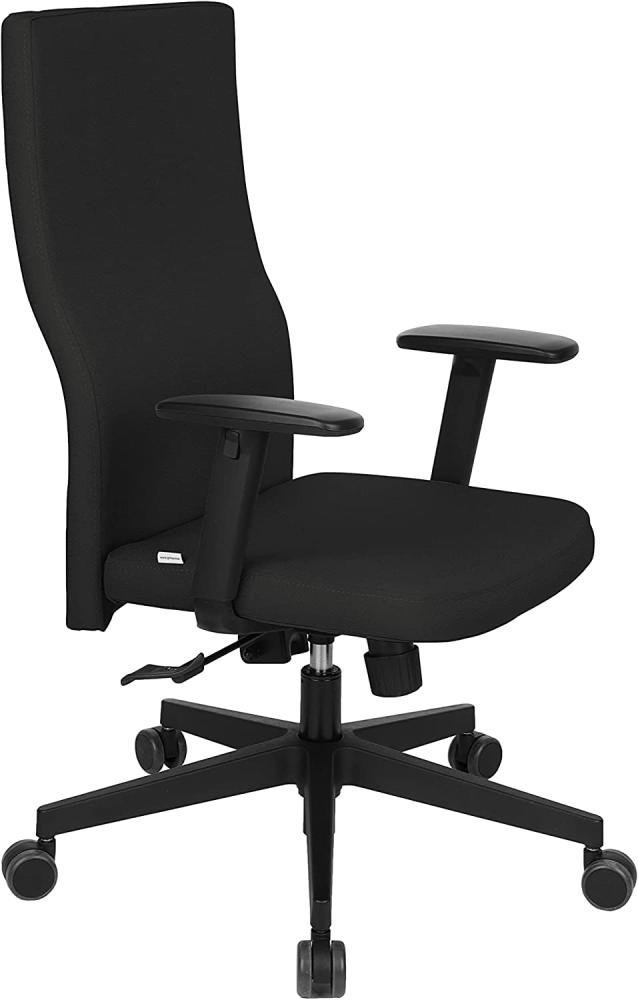 grospol Bürodrehstuhl Plus Black, Bezug aus 100% Polyester, höhenverstellbar von 41 bis 54 cm, ergonomisch, Synchronmechanik der Rückenlehne, verstellbaren Armlehne (bis 7 cm) Bild 1