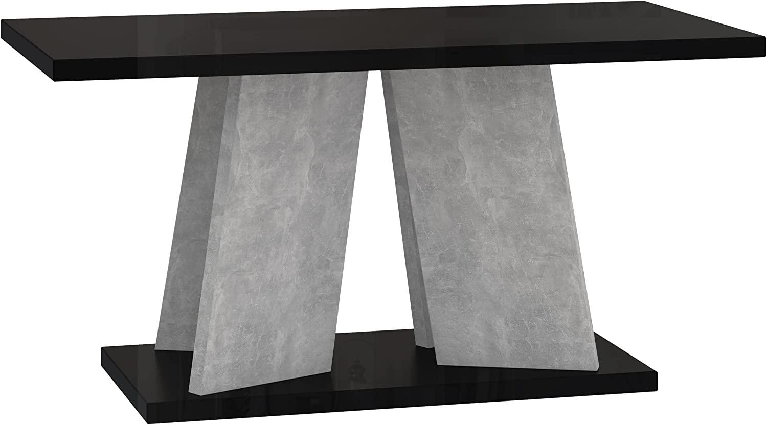 Couchtisch Narulto, Schwarz Hochglanz /Beton, 110x60x70cm Bild 1