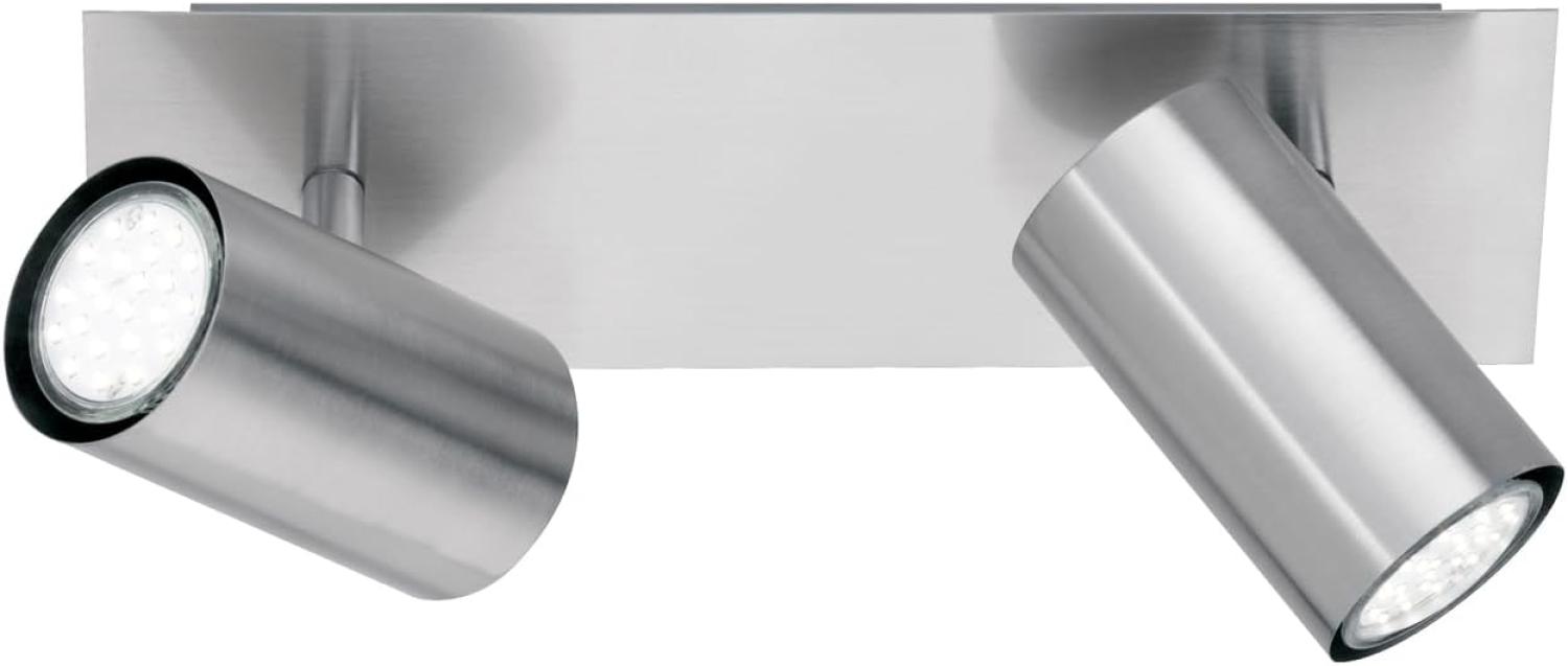 Moderner Deckenstrahler aus Silber mattem Metall mit 2 schwenkbaren LED Spots Bild 1