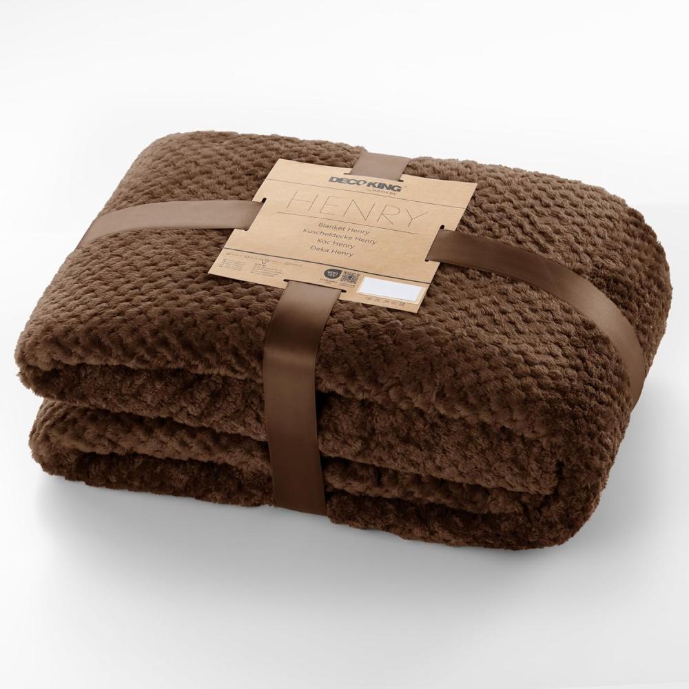 DecoKing Kuscheldecke 170x210 cm braun Decke Microfaser Wohndecke Tagesdecke Fleece weich sanft kuschelig skandinavischer Stil Schoko Henry Bild 1