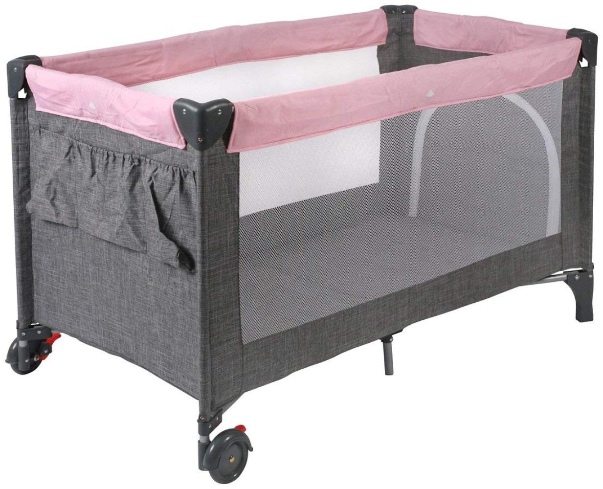 Chic 4 Baby Reisebett Luxus Melange grau-rosa Bild 1