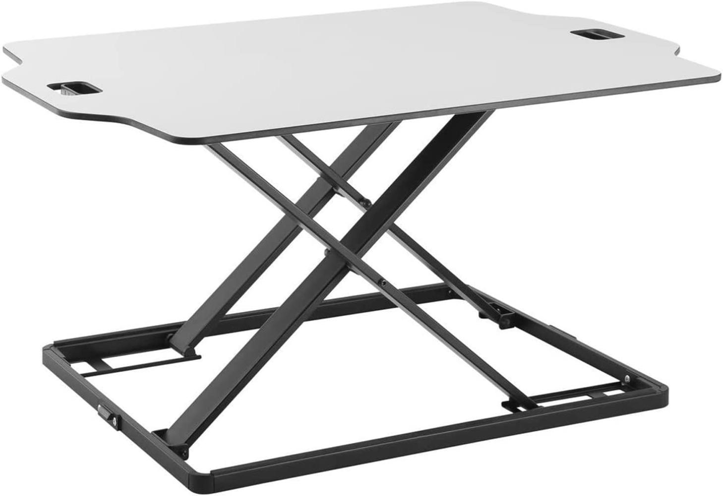 Ergo Office ER-420 Sitz-Steh-Schreibtisch Höhenverstellbarer Schreibtischaufsatz mit Gasfeder Schreibtisch Konverter für Monitor Laptop bis max. 10kg (Weiß) Bild 1