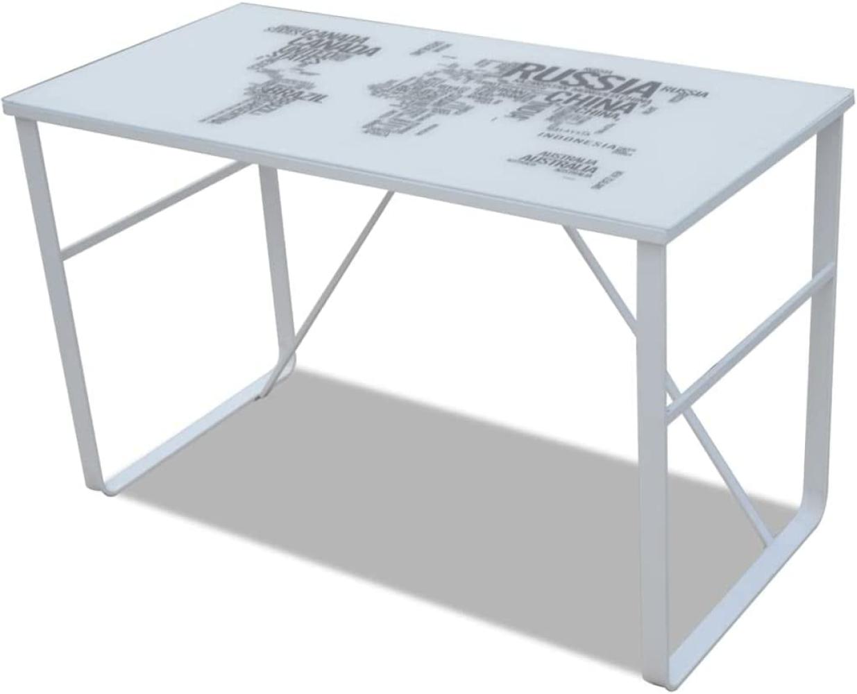 Schreibtisch mit Weltkarte, schwarz/ weiß, 120 x 60 x 75 cm Bild 1