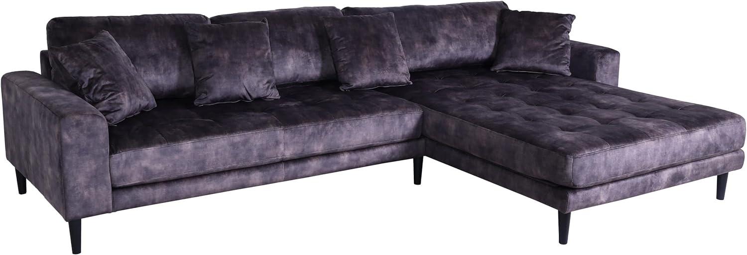 Ecksofa HWC-J54, Couch Sofa 3-Sitzer L-Form Liegefläche links/rechts 295cm ~ Samt dunkelgrau Bild 1