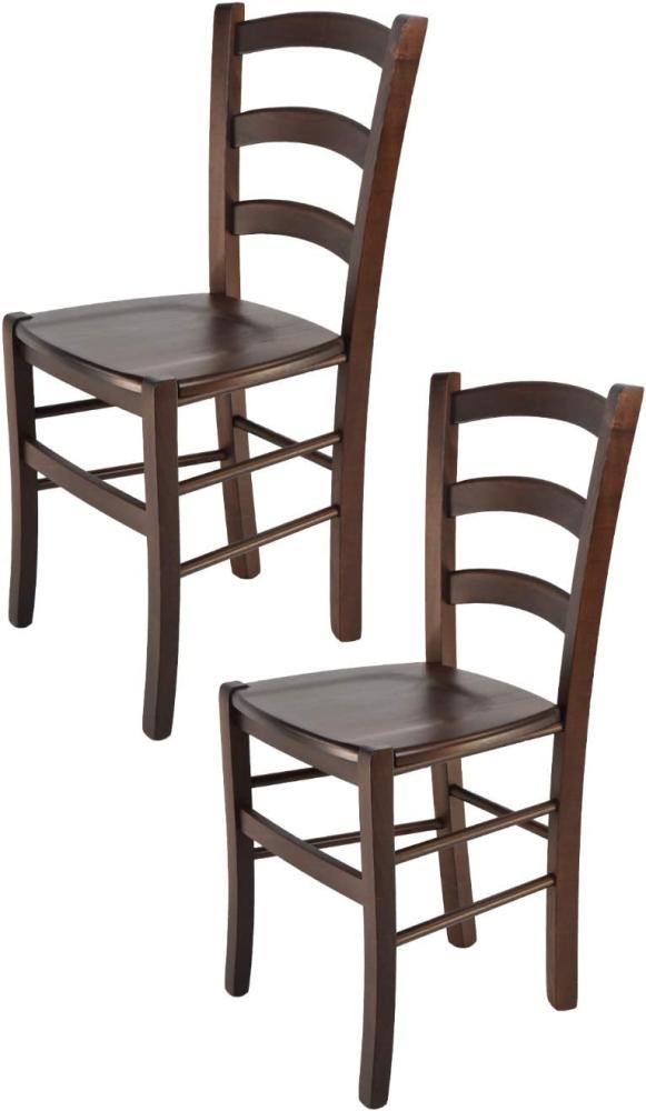 Tommychairs - 2er Set Stühle Venice für Küche und Esszimmer, robuste Struktur aus lackiertem Buchenholz im Farbton Dunkles Nussbraun und Sitzfläche aus Holz Bild 1