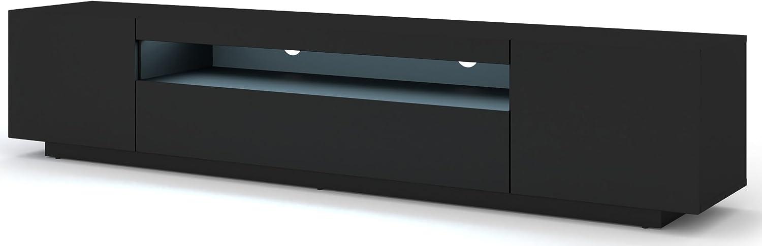 Domando Lowboard Empoli M2 Modern Breite 200cm, stehend oder hängend, LED Beleuchtung in Schwarz Matt Bild 1