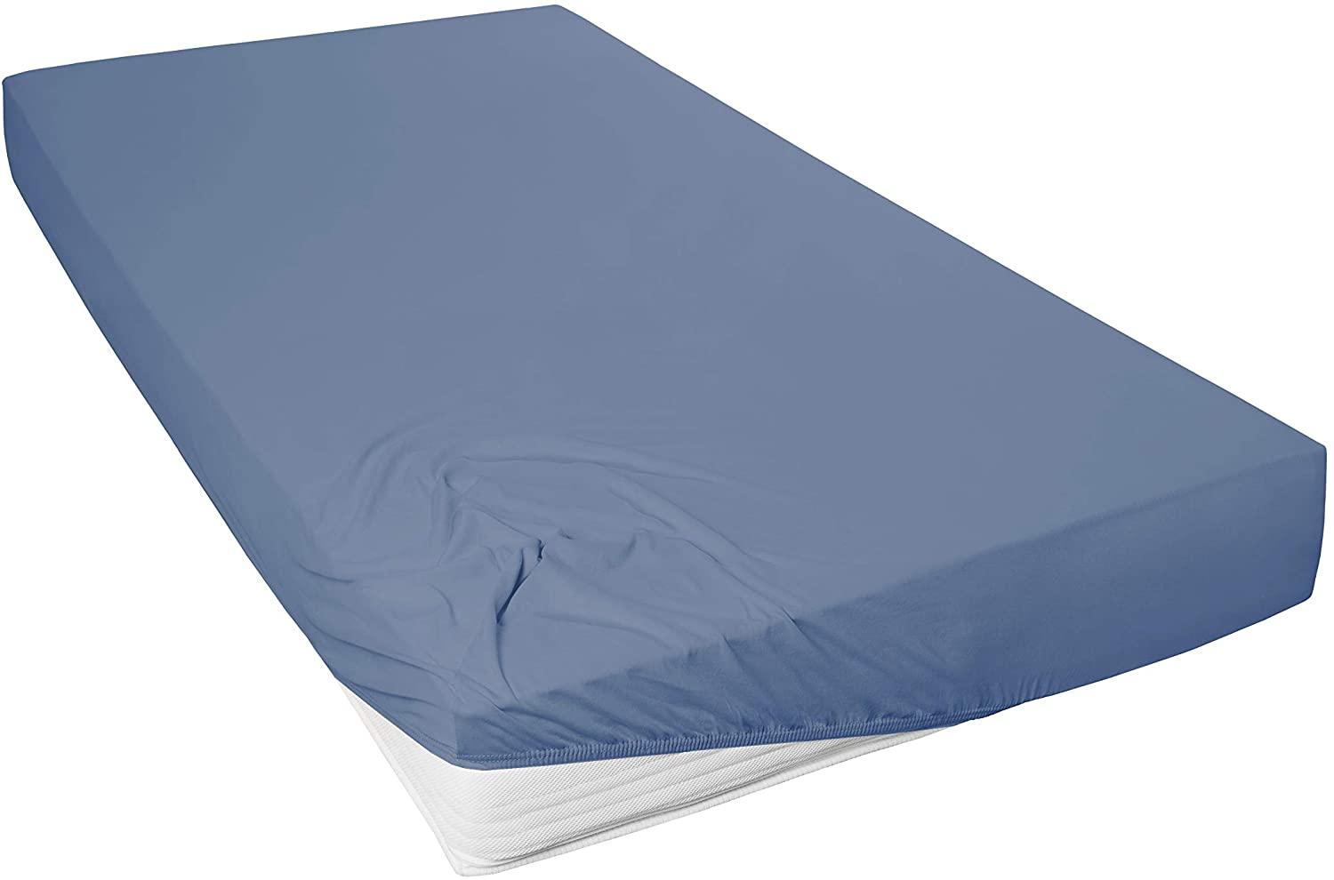 Vario Jersey-Spannbetttuch blau, 190 x 200 cm Bild 1