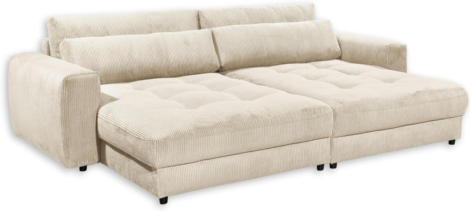 BARURA Big Sofa in Cord-Optik, Cream - Bequeme Wohnzimmer Couch mit großer Liegefläche - 292 x 90 (74) х 194 cm (B/H/T) Bild 1