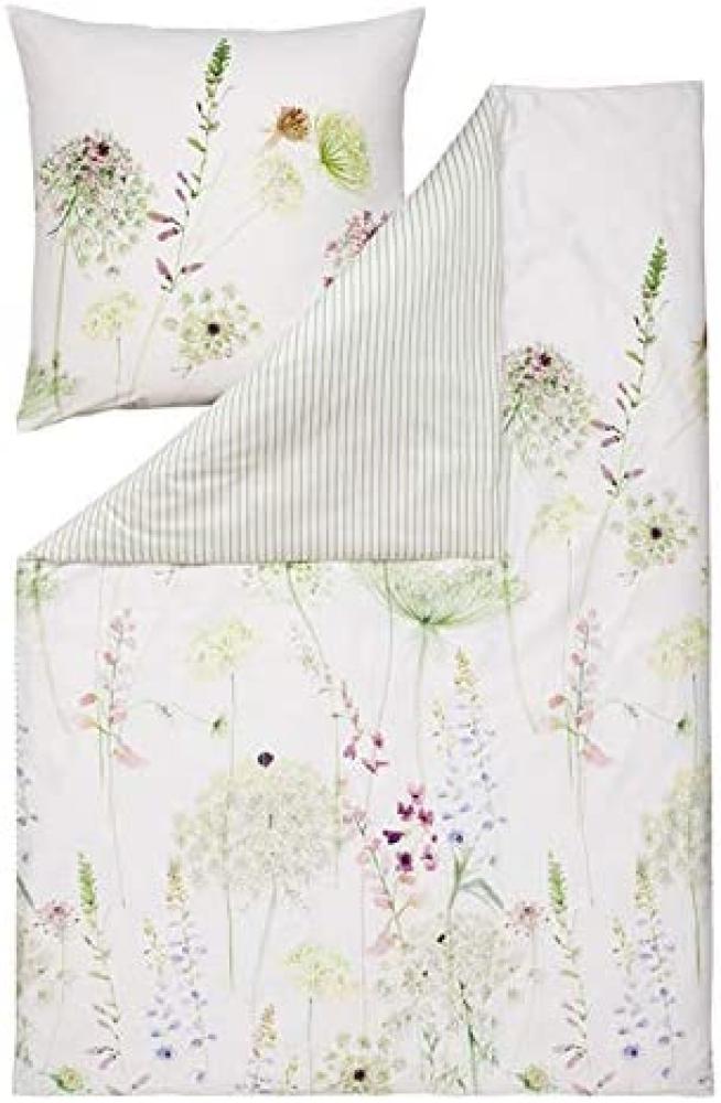 Estella Mako-Satin Bettwäsche-Garnituren 2 teilig Bezug 155 x 200 cm + 1 x Kissen 80 x 80 Meadow Floral grün Bild 1