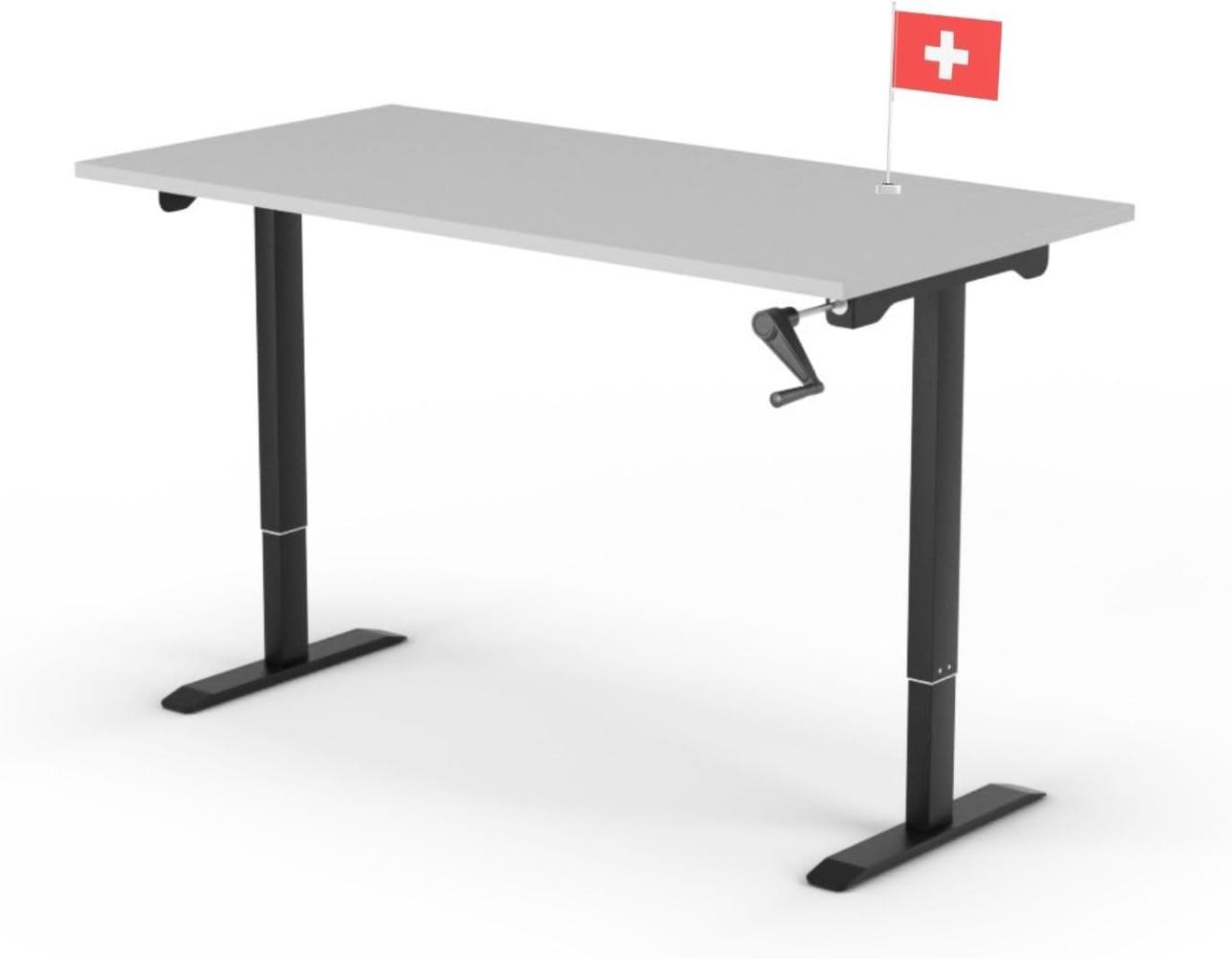 manuell höhenverstellbarer Schreibtisch EASY 160 x 80 cm - Gestell Schwarz, Platte Grau Bild 1