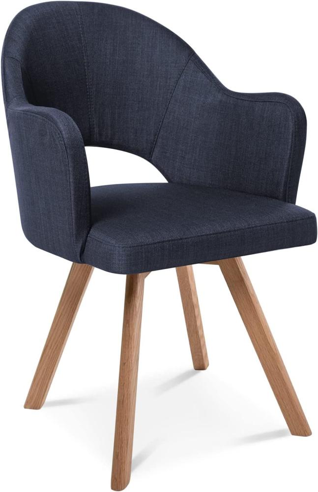 Möbel-Eins DOLORA Schalenstuhl, Gestell Massivholz blau ohne Drehfunktion Stoff Bild 1