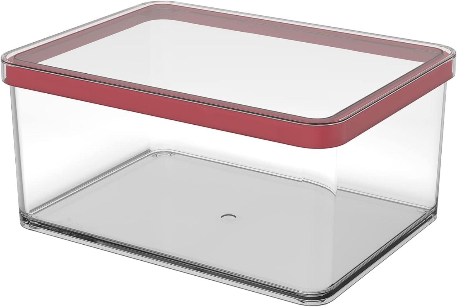 Rotho Loft rechteckige Vorratsdose 2. 25l mit Deckel und Dichtung, Kunststoff (SAN) BPA-frei, transparent/rot, 2. 25l (20. 0 x 15. 0 x 9. 6 cm) Bild 1