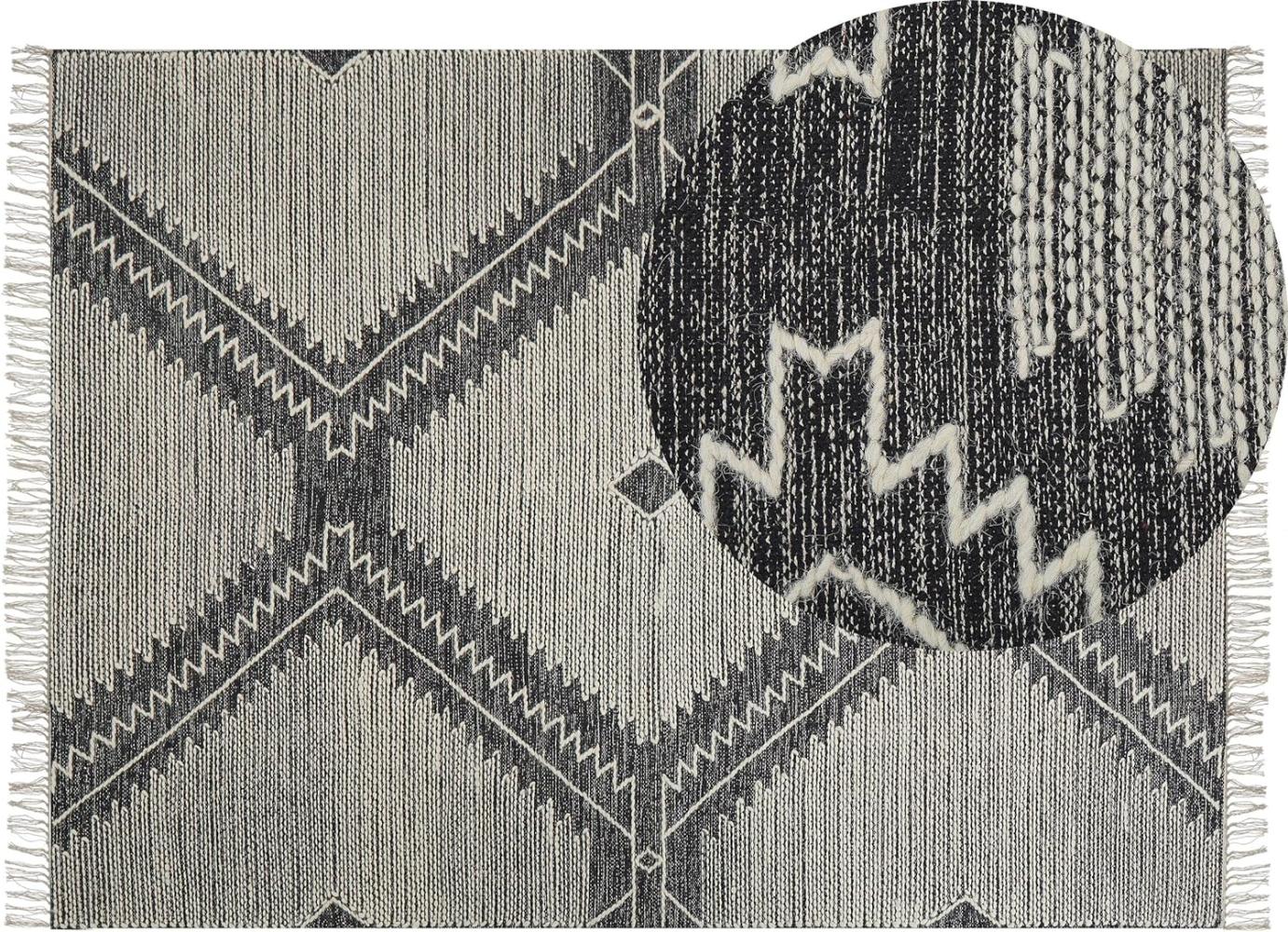 Teppich Baumwolle schwarz weiss 160 x 230 cm Kurzflor ARBAA Bild 1
