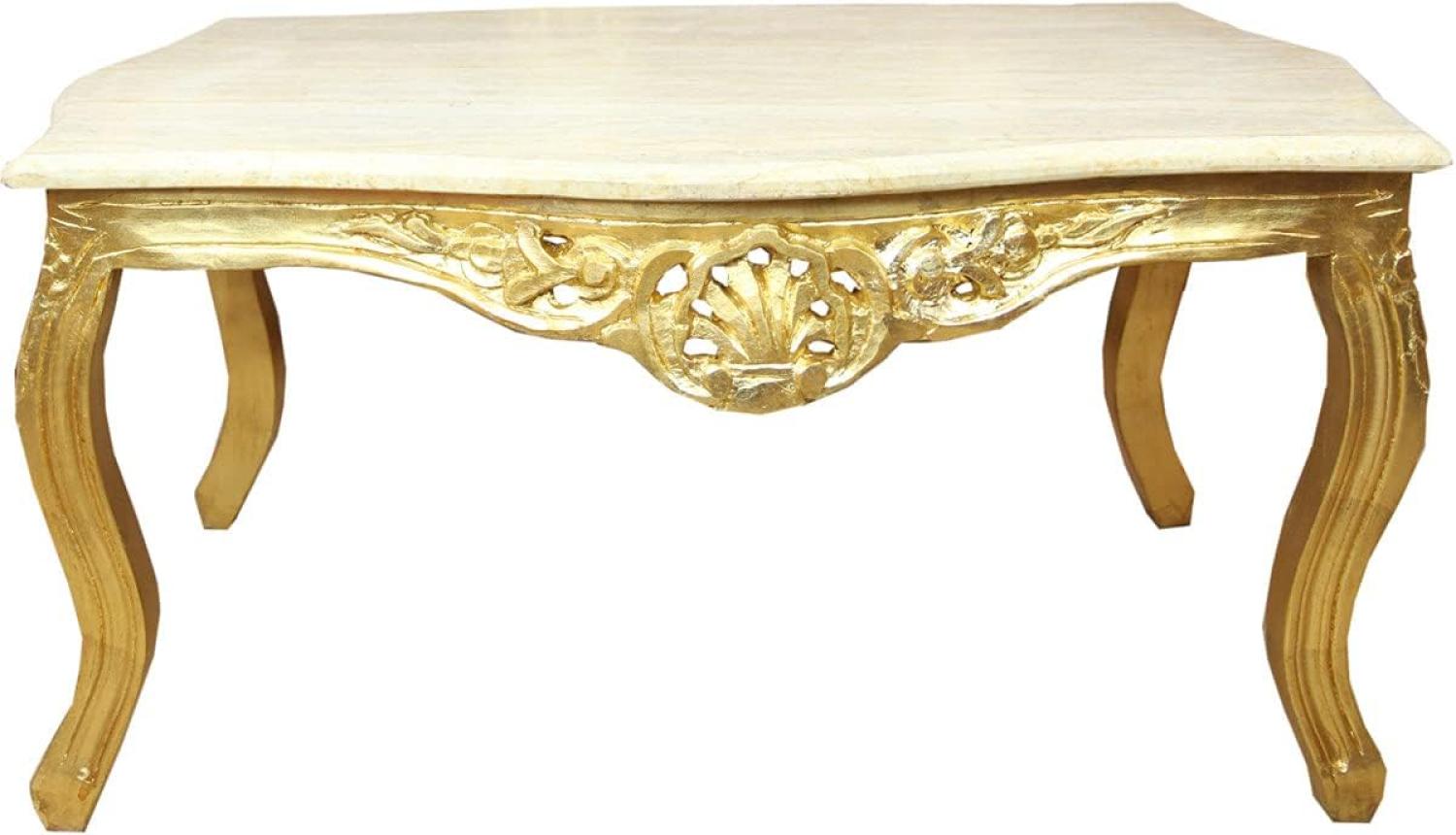 Casa Padrino Barock Couchtisch Gold mit Marmorplatte Creme - Möbel Wohnzimmer Tisch Antik Stil Bild 1