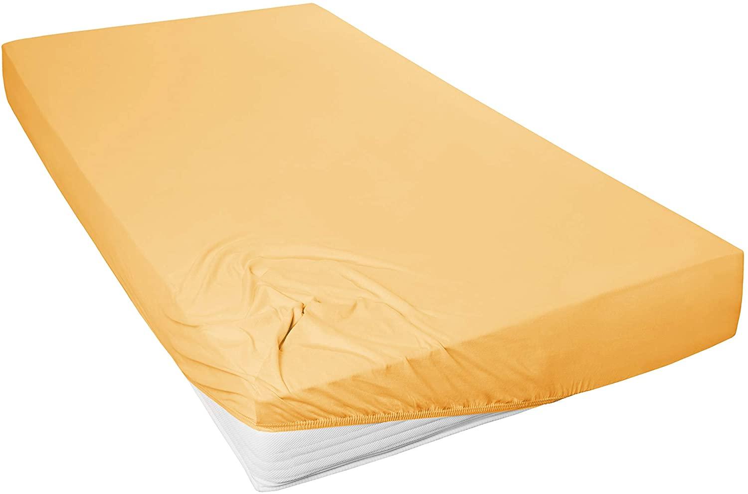 Primera Mako-Feinjersey Jersey-Spannbetttuch gelb 180x200-200x200 cm Bild 1