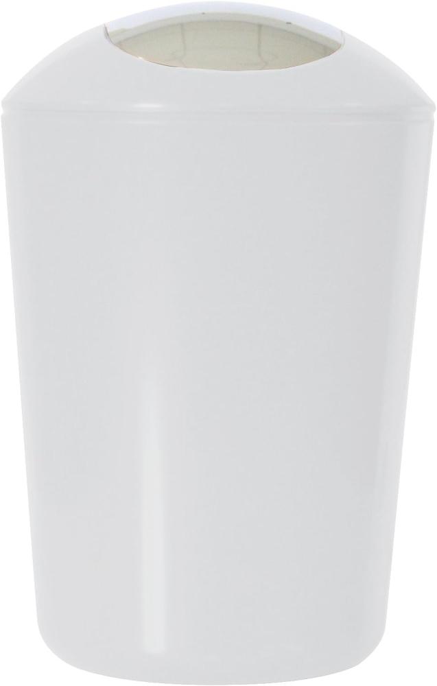 axentia Schwingdeckeleimer, ca. 5 L Kosmetikeimer aus weißem Kunststoff, geruchshemmender Mülleimer mit verchromtem Schwingdeckel Bild 1