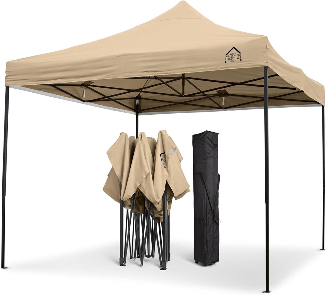 All Seasons Gazebos Strapazierfähiger Faltpavillon und Vorzelt, komplett wasserdicht, hochwertig, für einen sekundenschnellen Aufbau, 3 x 3 m erhältlich (Beige) Bild 1