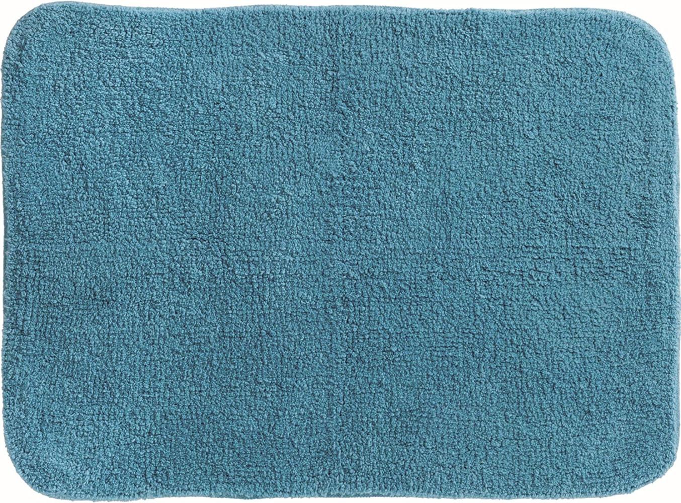 Spirella Badteppich Badematte Duschvorleger CAMPUS 100% Baumwolle Hochflor | flauschig | rutschhemmend | geeignet für Fußbodenheizung | 50x70 cm | Petrol Bild 1