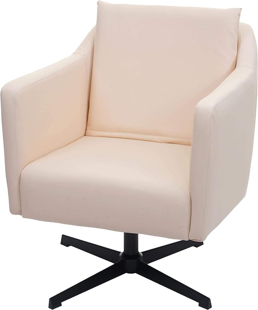 Lounge-Sessel HWC-H93b, Sessel Cocktailsessel Relaxsessel mit Fußkreuz, drehbar Kunstleder creme-beige Bild 1