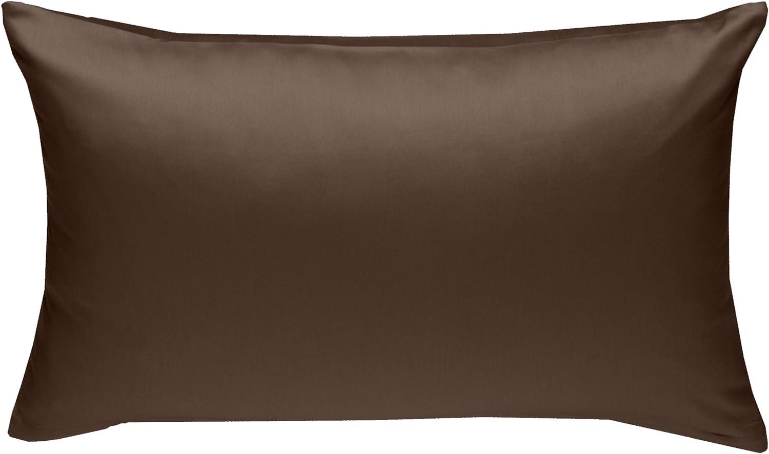 Bettwaesche-mit-Stil Mako-Satin / Baumwollsatin Bettwäsche uni / einfarbig dunkelbraun Kissenbezug 60x80 cm Bild 1
