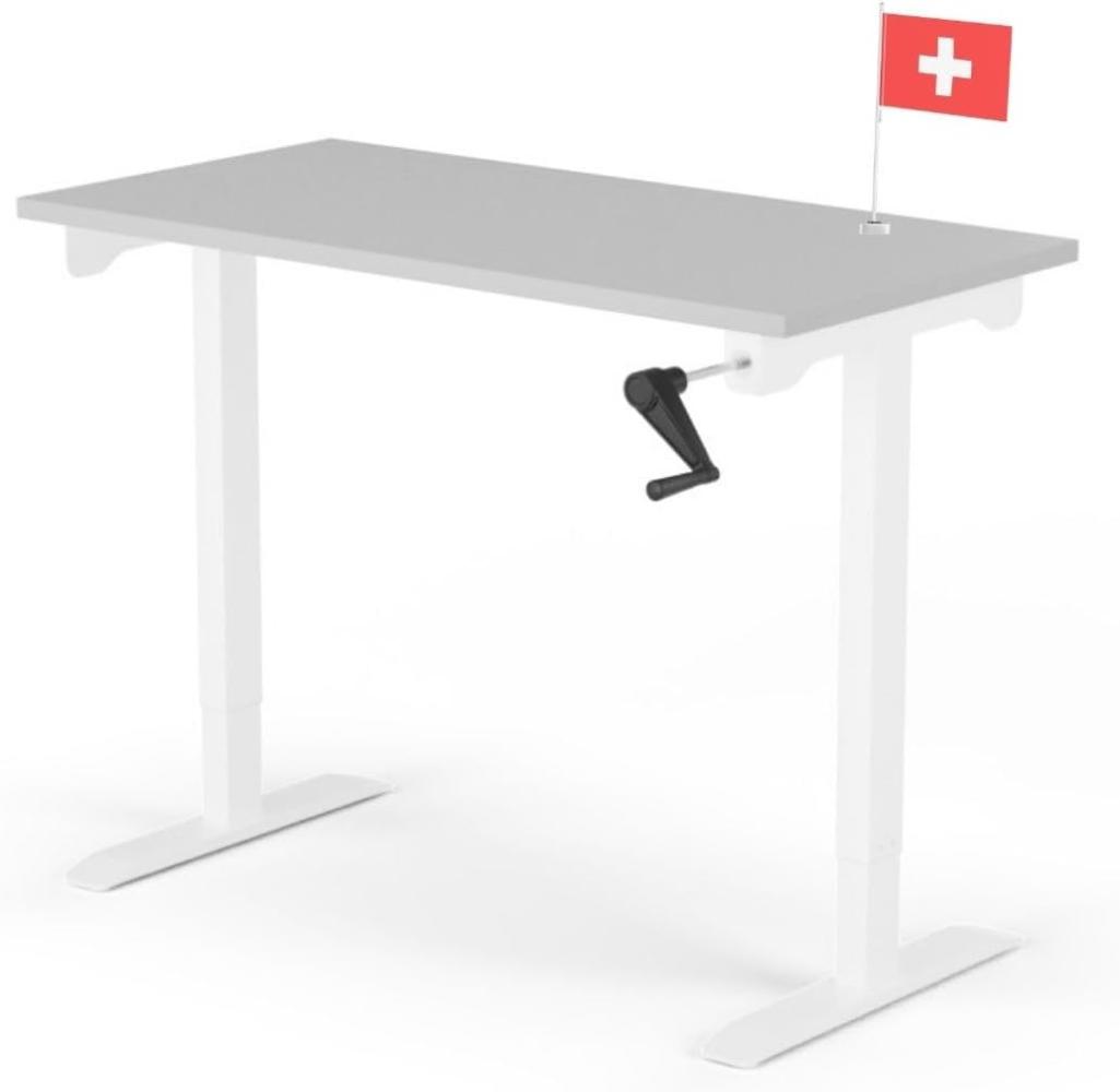 manuell höhenverstellbarer Schreibtisch EASY 120 x 60 cm - Gestell Weiss, Platte Grau Bild 1