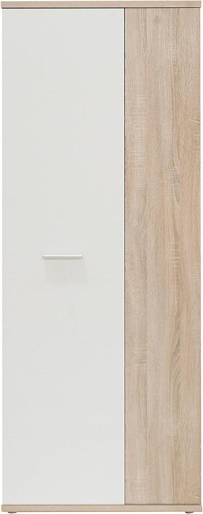 FORTE Net 106 Schuhschrank mit 2 Türen, Holzwerkstoff, Sonoma Eiche / Weiß, 68. 90 x 34. 79 x 179. 1 cm Bild 1