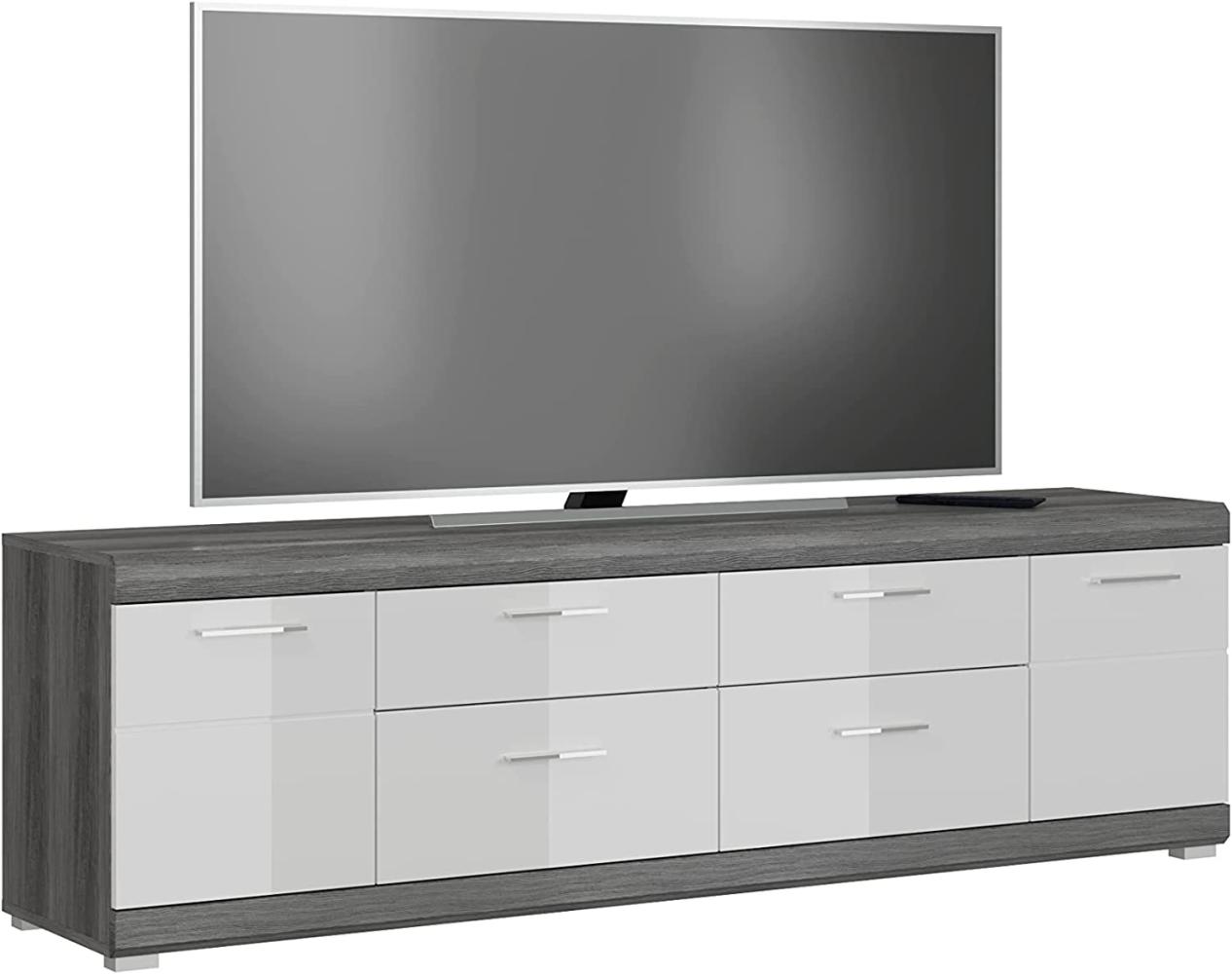 TV-Board >Sandusky< in rauchsilber/weiß hochglanz - 180x53x40cm (BxHxT) Bild 1
