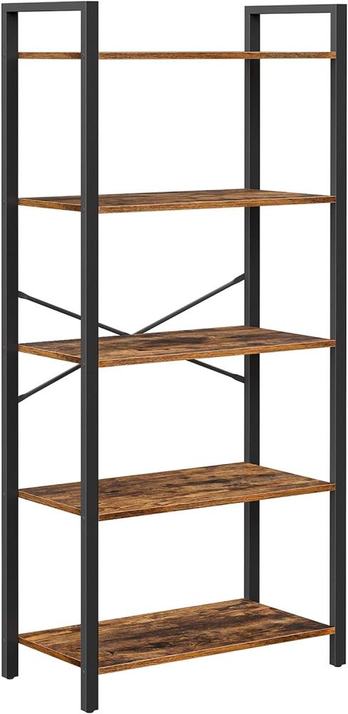 VASAGLE 'LLS061B01' Bücherregal mit 5 Ebenen, Stahlgestell, Holzspanplatten, vintagebraun-schwarz, 66 x 30 x 152 cm Bild 1
