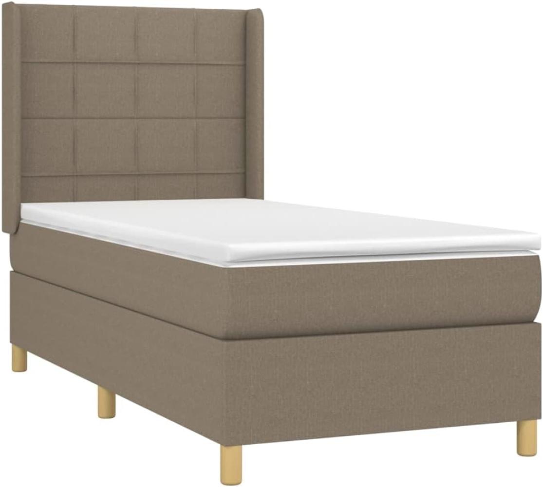 vidaXL Boxspringbett mit Matratze Taupe 90x200 cm Stoff Bild 1