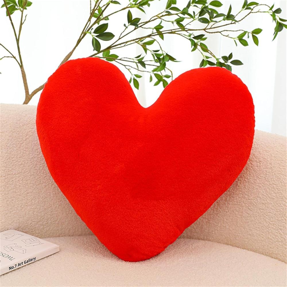 Herzkissen, Herz Kissen Kinderzimmer Decor, Kuschelkissen Kinder Herzform Dekokissen Kopfkissen Kissen Zierkissen für Mädchen & Jungen Zuhause Schlafzimmer Deko (Rotes Herz,40cm) Bild 1