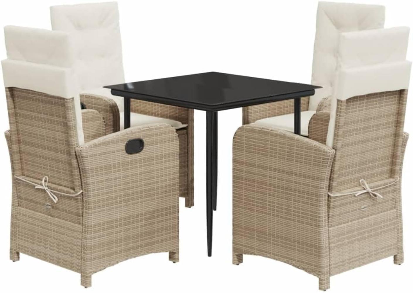 vidaXL 5-tlg. Garten-Essgruppe mit Kissen Beige Poly Rattan Bild 1