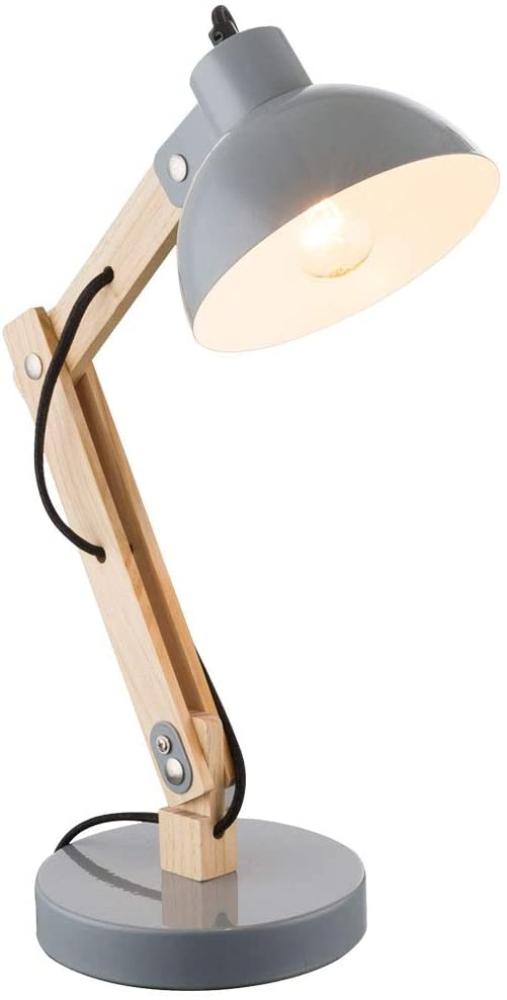 GLOBO Tischlampe Leselampe Tischleuchte Schreibtischlampe Holz Metall grau 21503 Bild 1