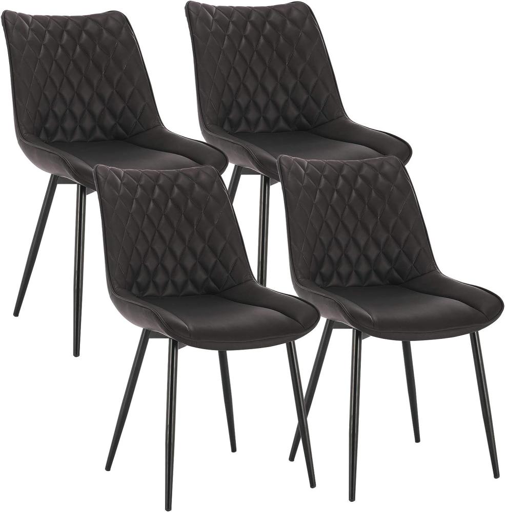 WOLTU 4 x Esszimmerstühle 4er Set Esszimmerstuhl Küchenstuhl Polsterstuhl Design Stuhl mit Rückenlehne, mit Sitzfläche aus Kunstleder, Gestell aus Metall, Antiklederoptik, Anthrazit, BH210an-4 Bild 1