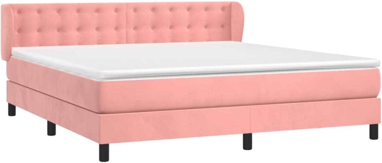 vidaXL Boxspringbett mit Matratze Rosa 180x200 cm Samt Bild 1