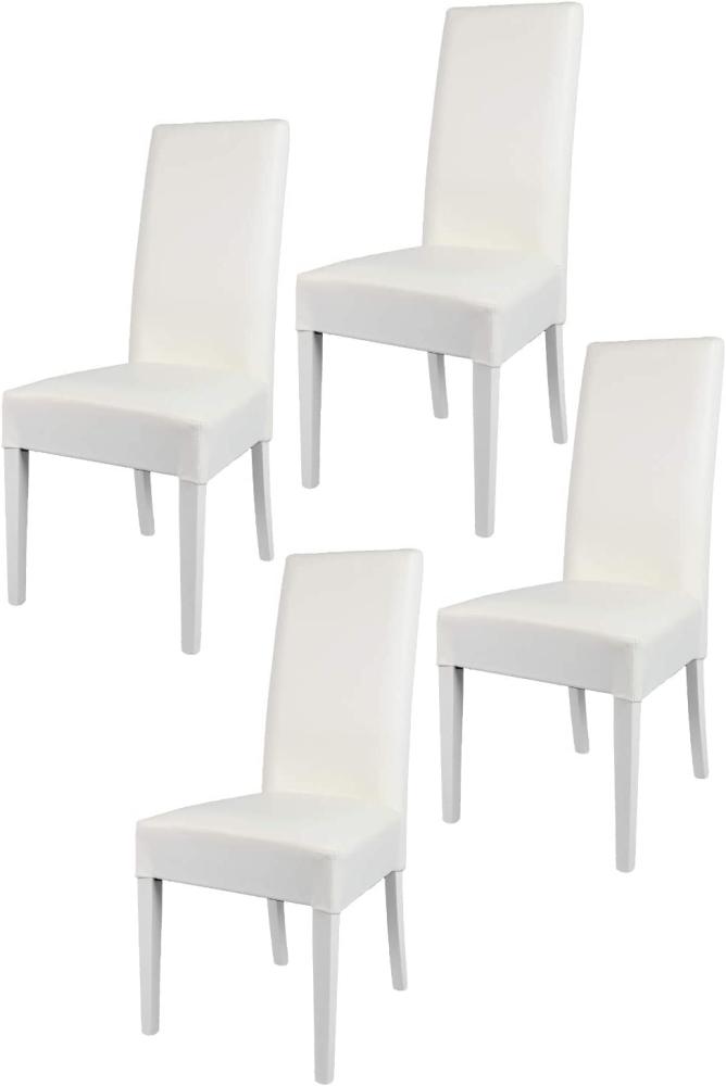 Tommychairs - 4er Set Moderne Stühle Luisa für Küche und Esszimmer, robuste Struktur aus lackiertem Buchenholz Farbe Weiss, Gepolstert und mit weissem Kunstleder bezogen Bild 1
