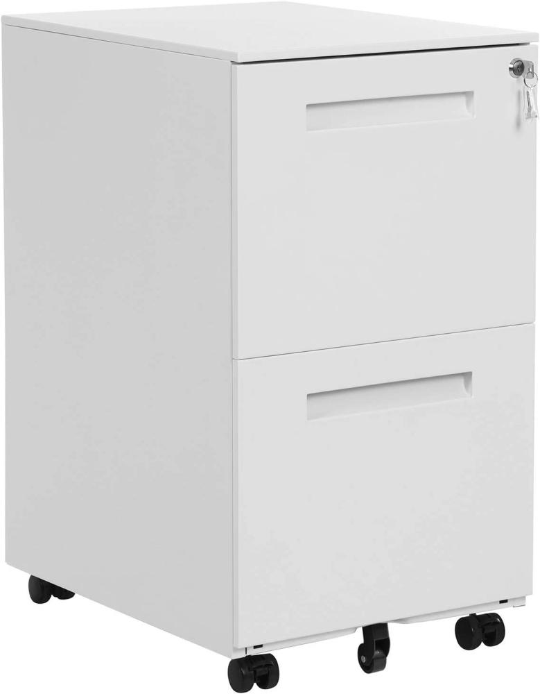 SONGMICS Rollcontainer, mobiler Aktenschrank mit 2 Schubladen, abschließbar, für Bürodokumente, vormontiert, 39 x 45 x 69,5 cm (L x B x H), weiß OFC052W01 Bild 1