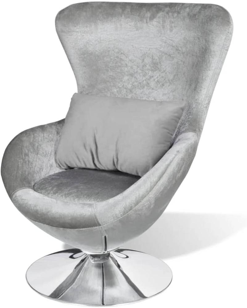 vidaXL Sessel in Ei-Form mit Kissen Samt Silber Bild 1