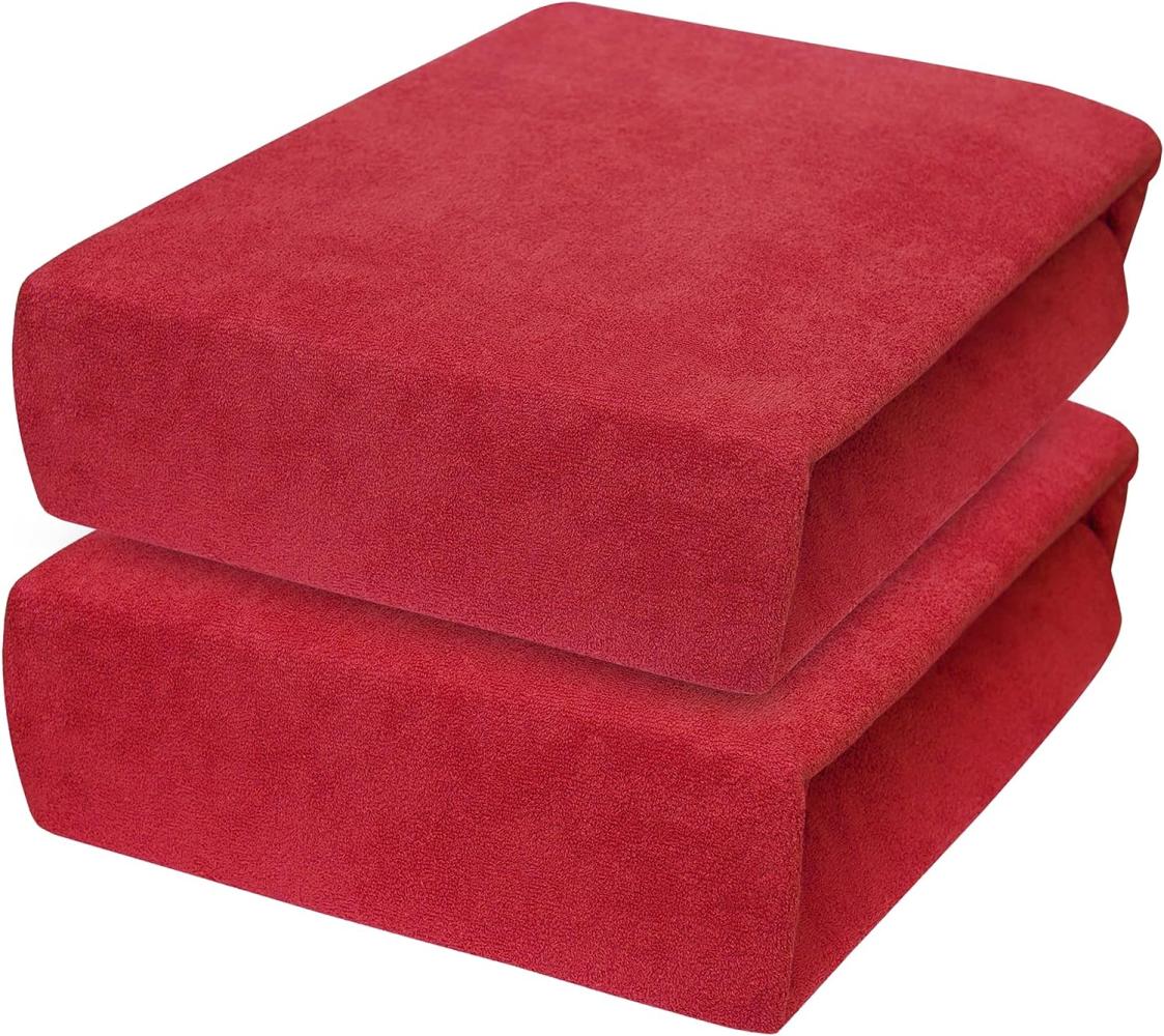 2 x Baby Comfort Frottee Spannbettlaken für 83x50 cm Co-Sleeper Kinderbett Matratze (rot) Bild 1