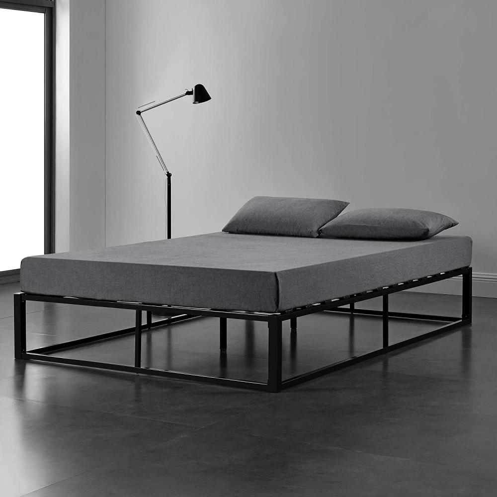 en.casa 'Kreta' Metallbett, Doppelbett 140x200 cm, schwarz, mit Lattenrost Bild 1