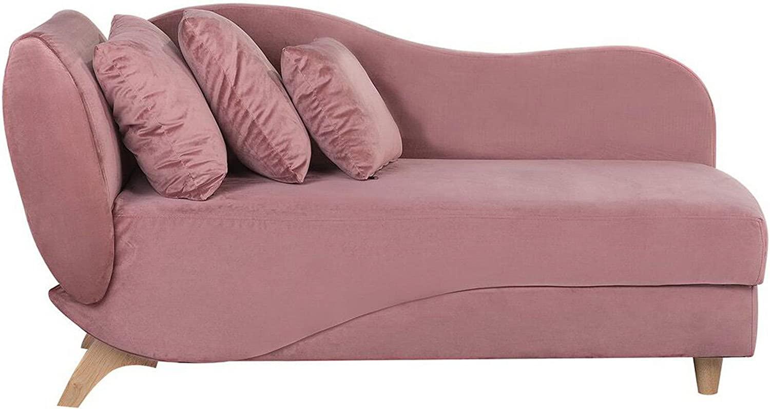 Chaiselongue Samtstoff rosa mit Bettkasten MERI Bild 1