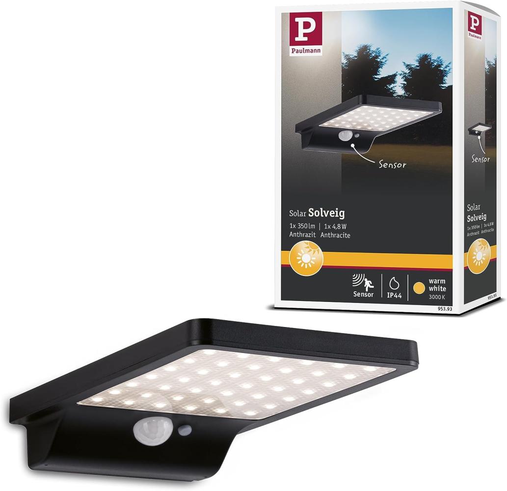 Paulmann 95393 Solar LED Außenwandleuchte Solveig schwarz IP44 3000K Bild 1