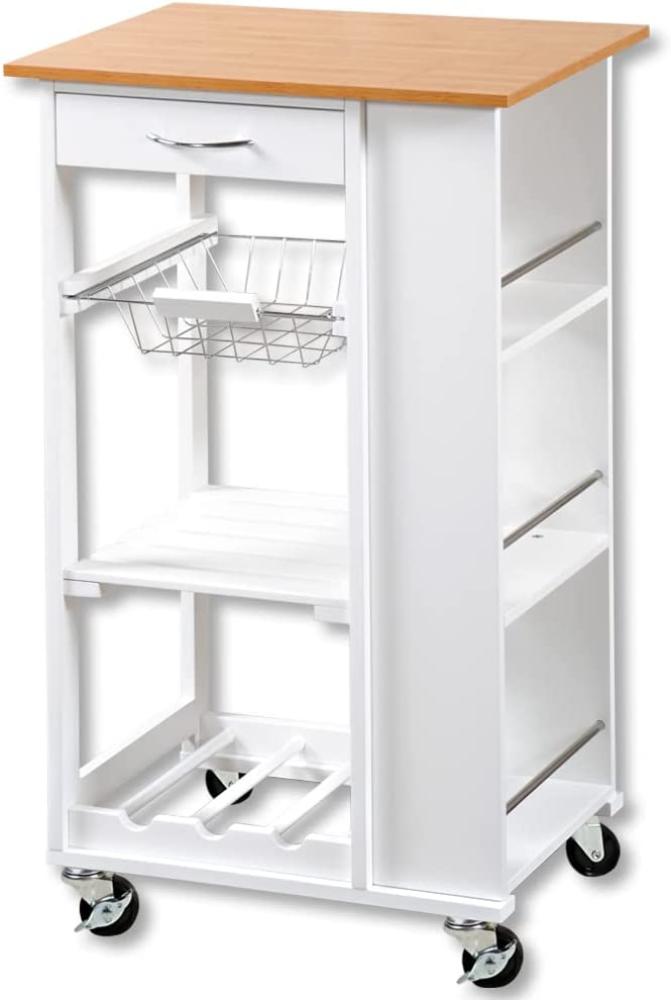 Kesper Küchenwagen, 25777 13, weiß mit Platte in Bambusoptik, B: 50 x H: 87 x T: 37 cm Bild 1