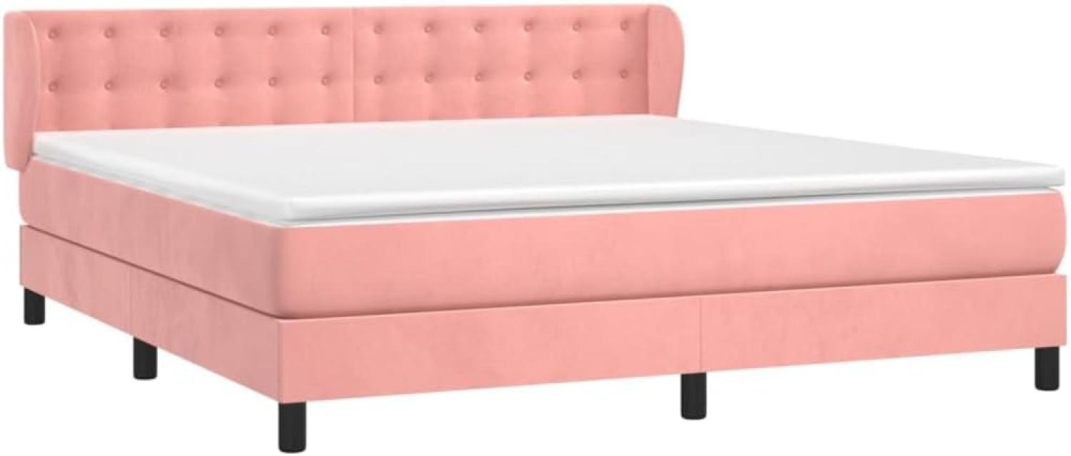 Doppelbett, Polsterbett mit Matratze Samt Rosa 160 x 200 cm Bild 1