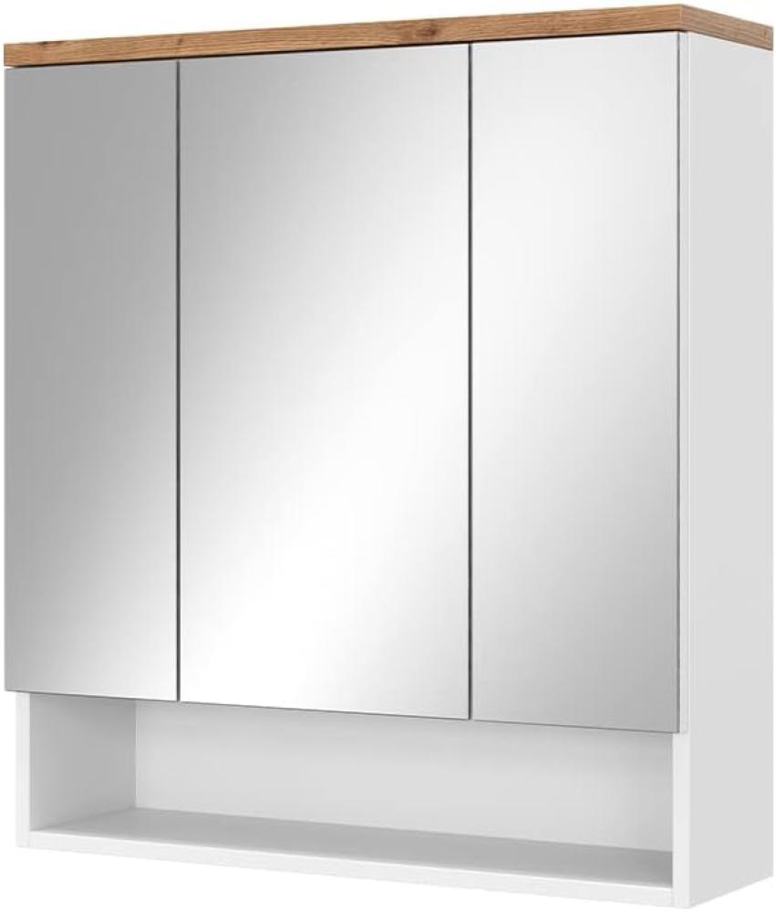Vicco Spiegelschrank Badspiegel Wandspiegel Eden Weiß Artisan modern 70x78 cm Badezimmer Schrank Badschrank Badezimmermöbel Badmöbel 3 Türen Hochglanz Bild 1
