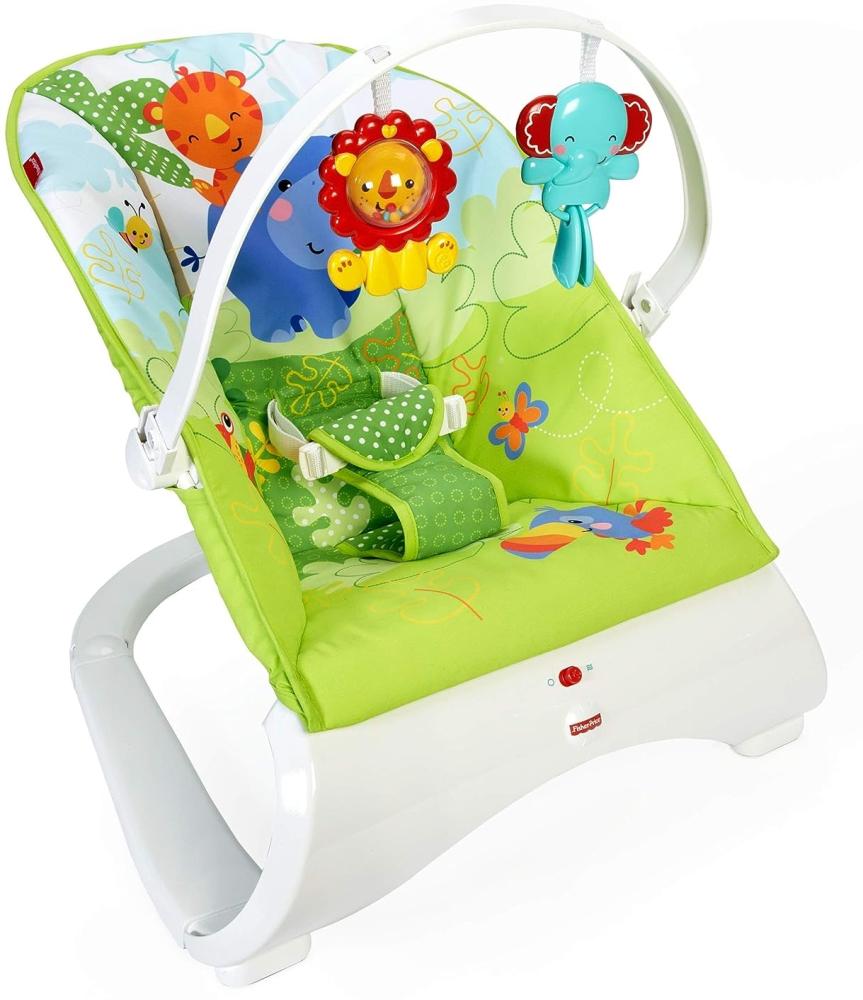 Fisher-Price CJJ79 Comfort Curve Wippe Babyschaukel und Sitz mit, ab nehmbarem Spielbügel inkl. Tierspielzeug, ab 0 Monaten, max. 9 kg Bild 1