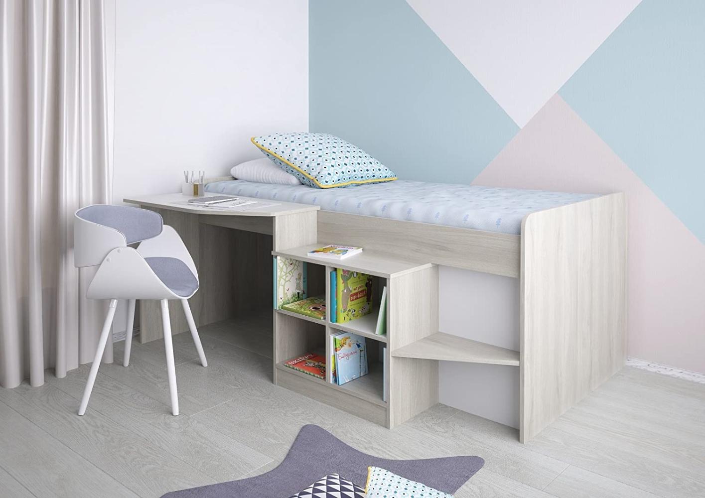 Polini Kids Kinderbett 'Simple 4000' inkl. Schreibtisch und Regal in Ulme Bild 1