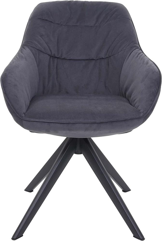 Esszimmerstuhl HWC-K28, Küchenstuhl Polsterstuhl Stuhl mit Armlehne, drehbar, Metall ~ Stoff/Textil grau Bild 1